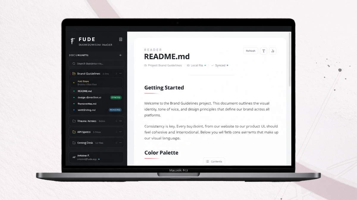 Fude Markdown reader interface